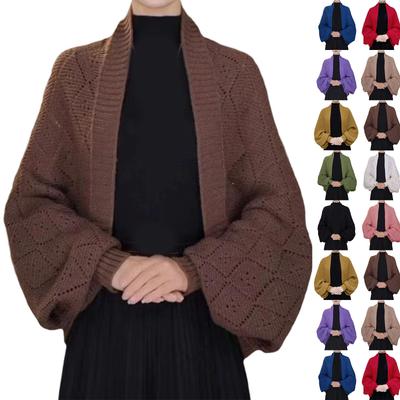 Damen Locker Bequem Lässig Modisch Warm Und Elegant Strickjacke Drapierte Über Einem Schal