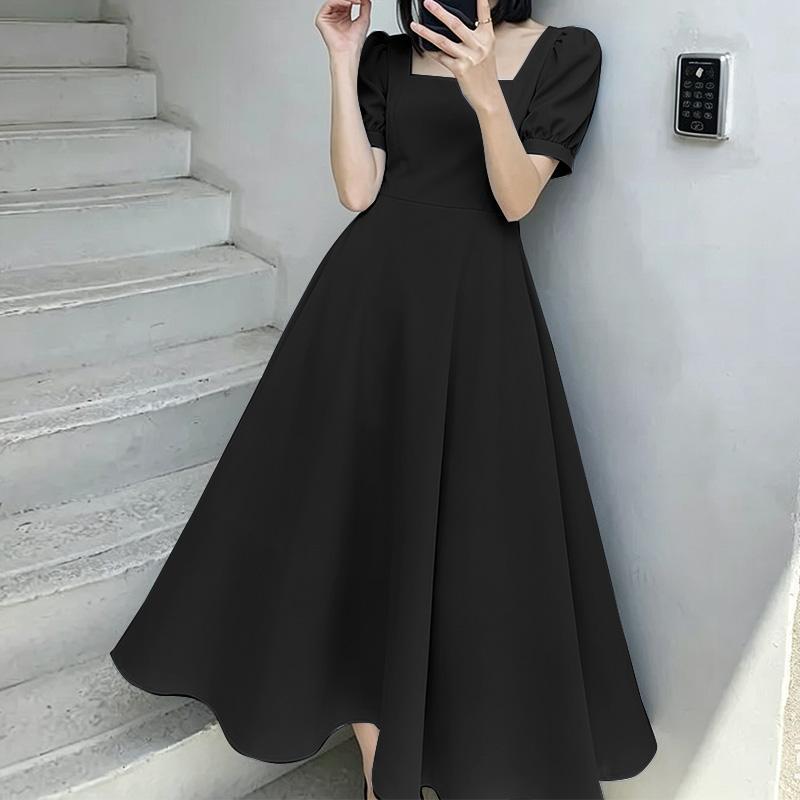 ZANZEA Abito Casual Elegante da Donna con Scollo Quadrato e Maniche Corte