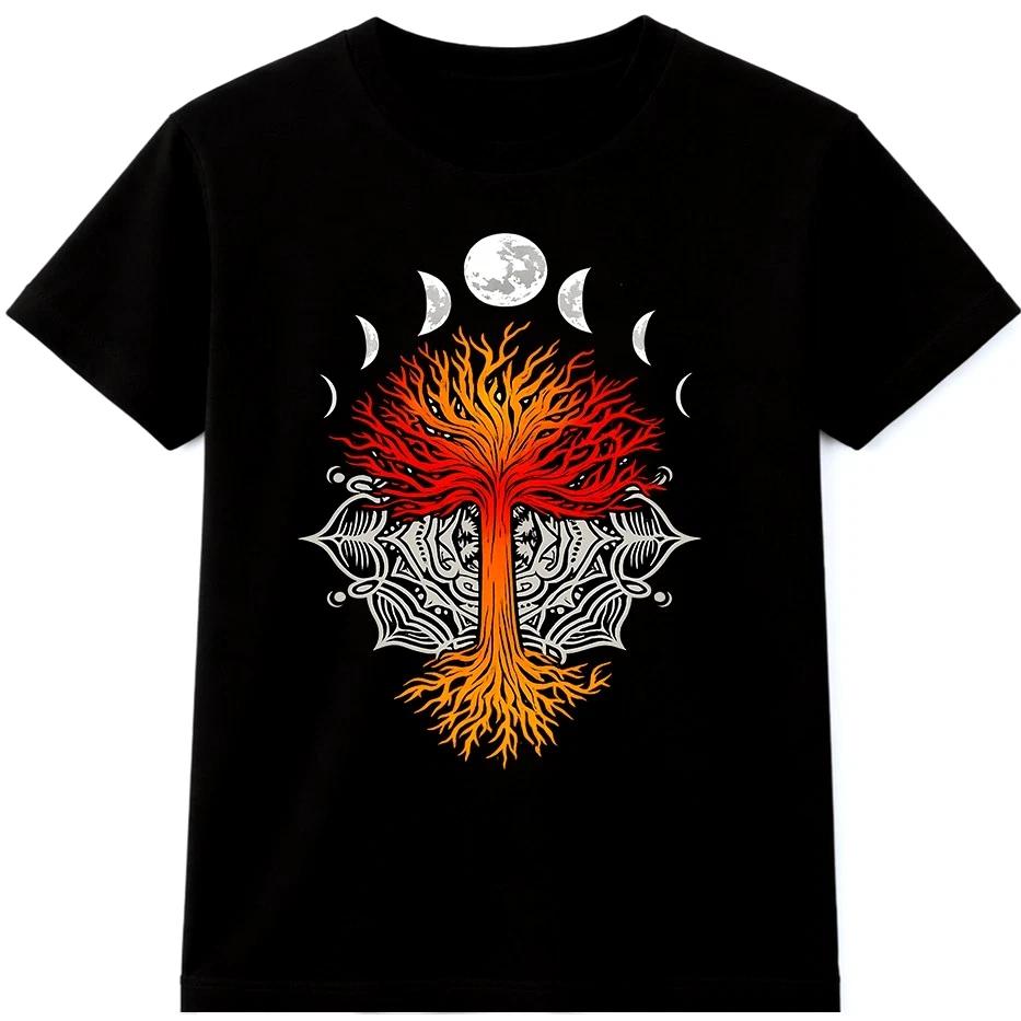 Tree of Life T Shirt Moon Phases Celestial Mandala Spiritual Art Tee XXL