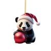 Cartoon Christmas Panda Ornament 2D Xmas Hanging Ornament Car Panda Pendants  Party Supplies