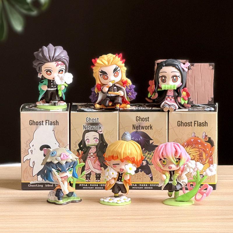 Demon Slayer Birth Flower Series: Tanjiro, Nezuko & Zenitsu Figures - Collectible Ornament Gift
