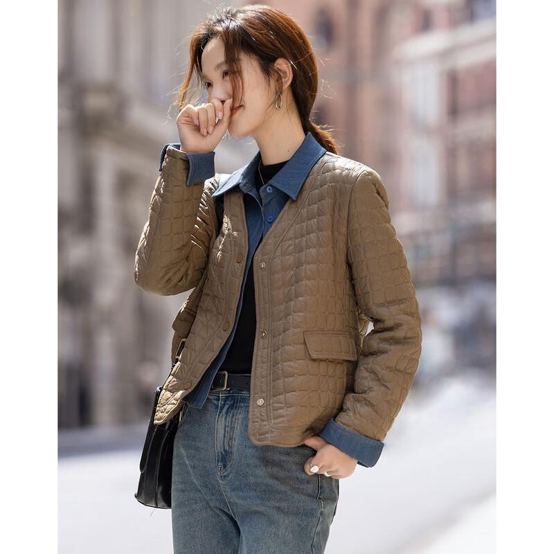 Demana Women s Spliced Lapel Quilted Padded Jacket L