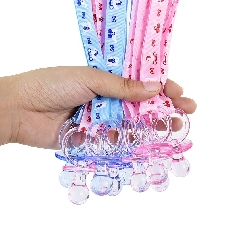 10pcs Pink Blue Baby Pacifiers Necklace for Baby Shower Gender Reveal Party Table Decoration Birthday Game Party Favors