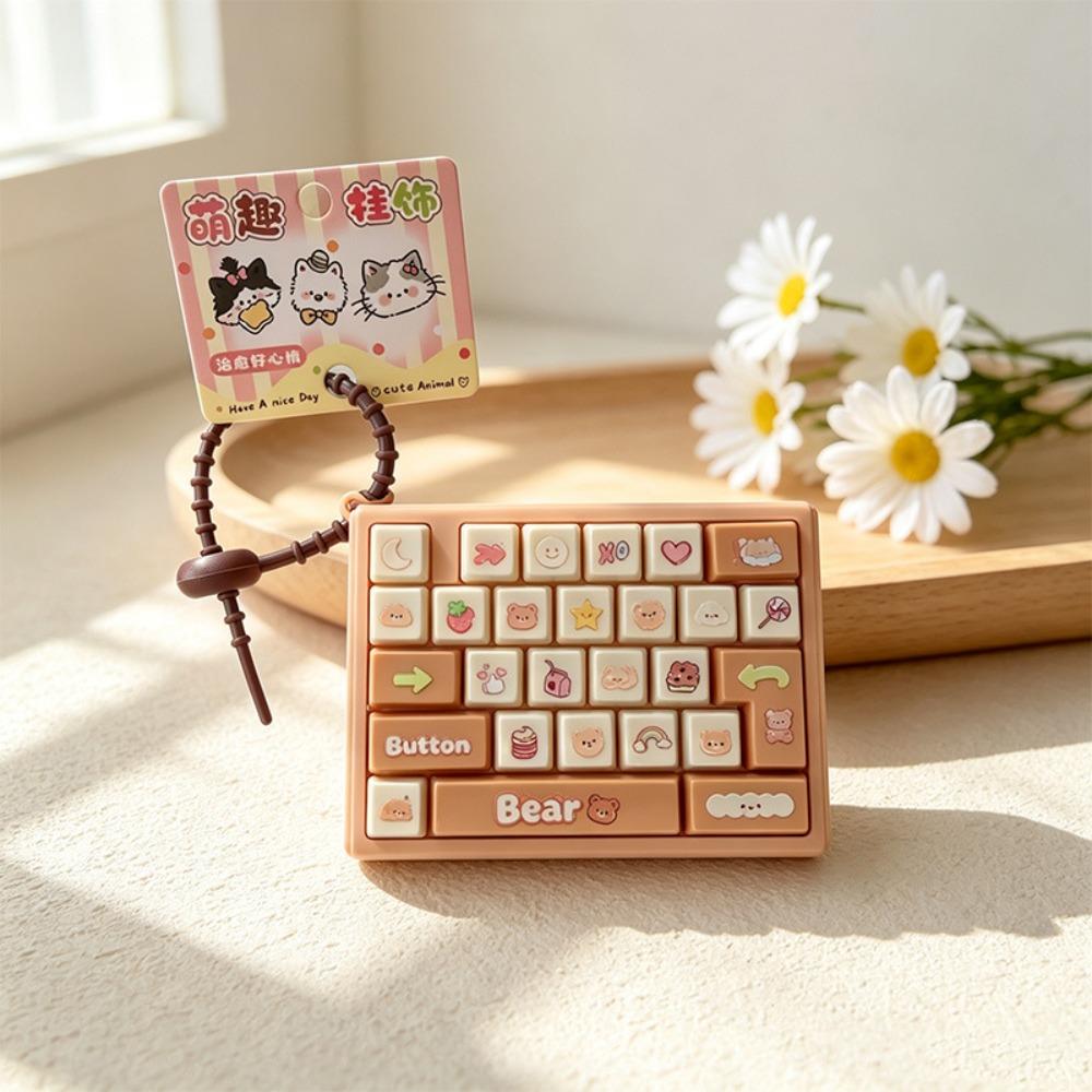 Cute Design Decompression Button Toy Creative Style Keyboard Keychain Children Use