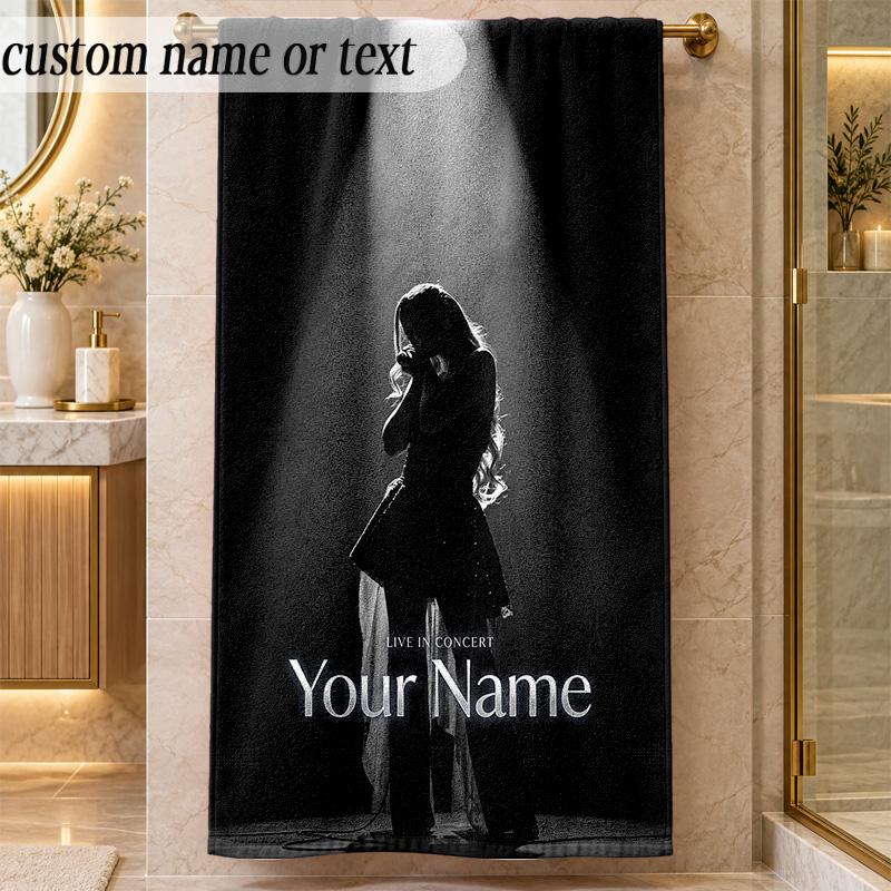 Beach TowelAyliva Custom Name Text Personalized Soft Towel for Beach Pool Indoor Home Decor Gift