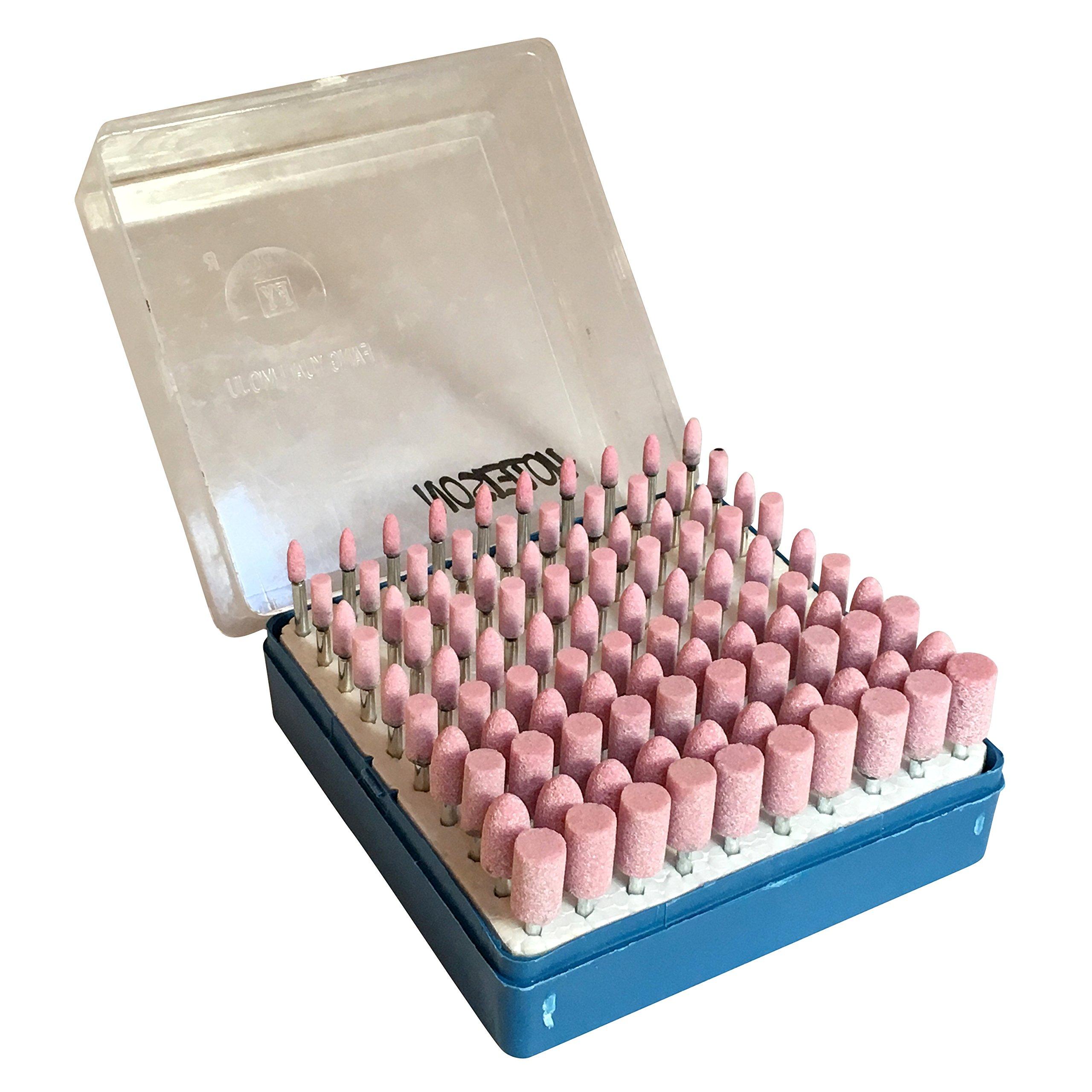 

HOTEISON Convenient Ceramic Buffs with Shafts, 2 Types and 5 Sizes, Set of 100