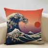 Home Decor Japanese Scenes: Cherry Blossoms & Mt. Fuji Pattern Cushion Cover Suitable for Sofa Bedroom Car Pillow Cover