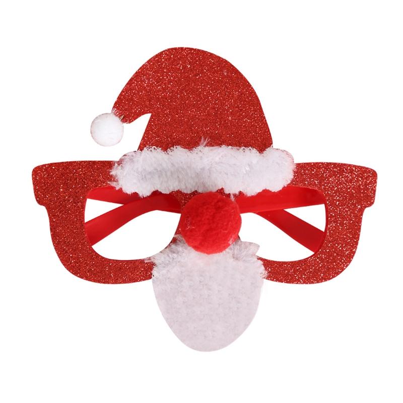 Happy New Year Glasses Frame Photo Props Snowman Xmas Santa Claus Tree Elk Party