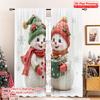 2pcs 2D Flat Printing Merry Christmas Window Drapes Festive Snowman Couple Gift Polyester Fabric Without Electricity Birthday