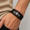 Men' Leather Bracelet Titanium Italian Adjustable Fashionable