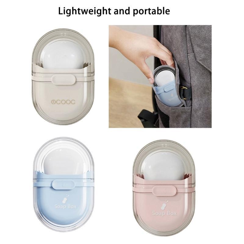 91AD Portable Soap Dish Storage Box with Secure Lid for Travel and Gym Use