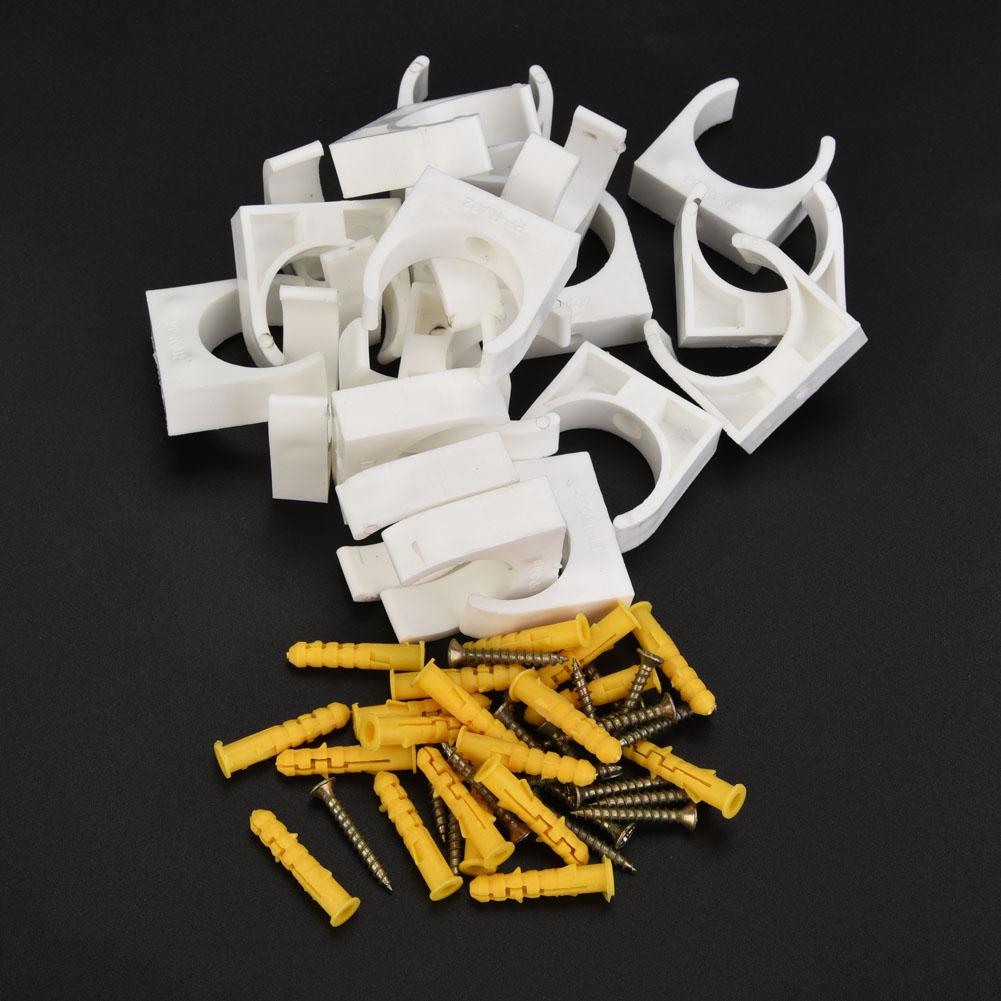 20pcs 16202532mm U Shaped Pipe Clamp Water Pipe Fixed Clips with Screws (32mm)