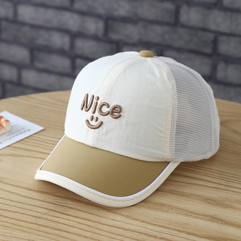 Children's Hat - Fresh and Cute Embroidered Three-Dimensional Nice Smiling Face with Semi-Net Brim and Edge Baseball Cap