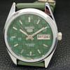 REFURBISHED SEIKO 5 AUTOMATIC MENS WATCH JAPAN MADE GREEN DIAL CUSTOM A440081-2 QV90-a440081
