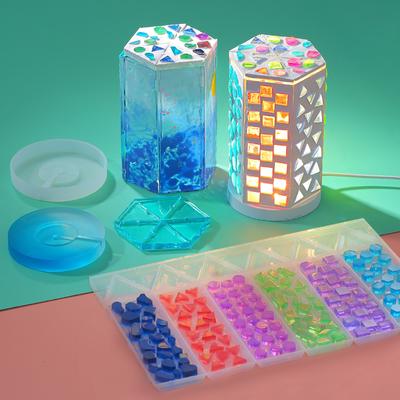 Hexagonal Light Resin Molds Mosaic Shape Decor Box Silicone Molds for Epoxy Resin Casting DIY Home Candlestick Ornament