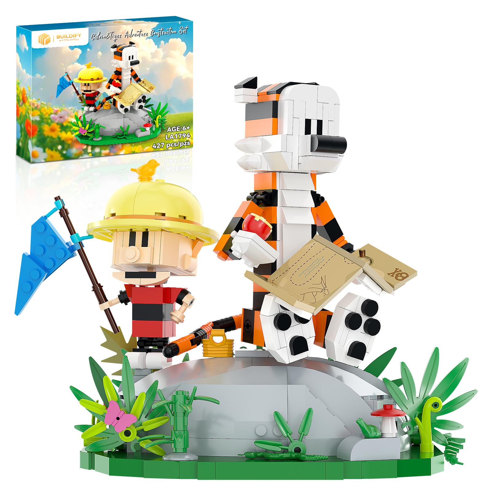 

Calvin and Hobbes Adventure Building Set, 427 Pcs, Retro Comics Model Toy, Collectible Building Bricks Birthday Gift for Fans