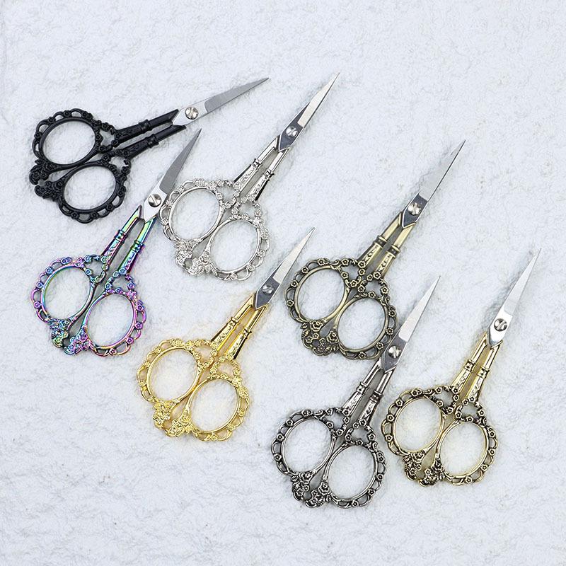 Retro Plum Blossom Stainless Steel Multi-purpose Scissors for Embroidery, Tea Bags, Sewing, and Office Use.