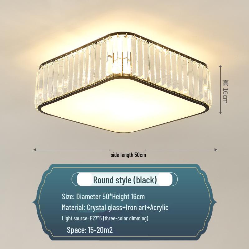 Modern Minimalist Round LED Crystal Ceiling Light for Bedroom, Living Room, Dining Room, and Study