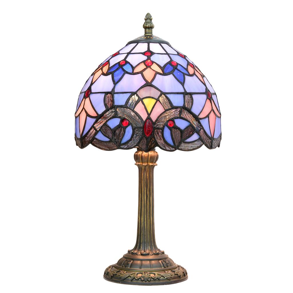 Modern Style Table Lamp, Handmade Stained Glass Small Desk Lamp for Living Room Bedroom Office Baroque Pattern