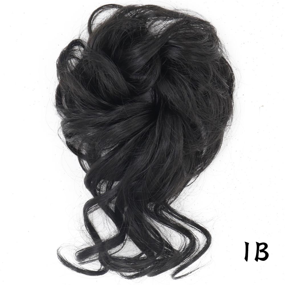 MISSQUEEN Synthetic Hair Bun Chignon Messy Curly Hair Band Elastic Scrunchy False Hair Pieces for Women Hairpins Black Brown