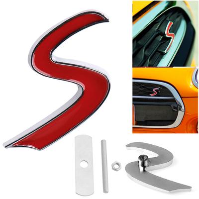 3D Metal S Front Grille Badge Emblem Decal For Mini for Cooper R50 R52 R53 R56 R