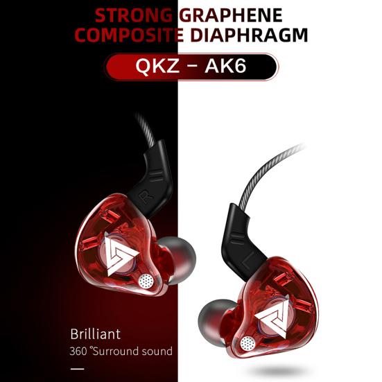 QKZ AK6 Universal 3.5mm Sports In-ear HiFi Sound Earphones for Phones Tablet