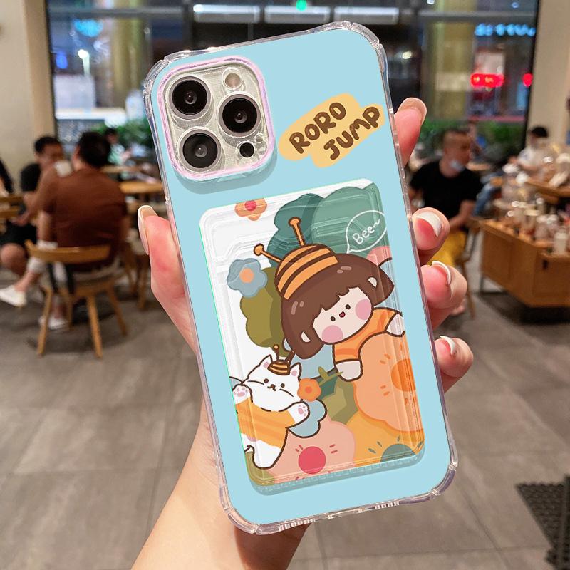 For iPhone 13 Pro Max Case Cute Clear Phone Case For iPhone 16 11 12 13 15 Pro Max XS XR X 7 8 Plus Wallet Card Bag Holder Cover