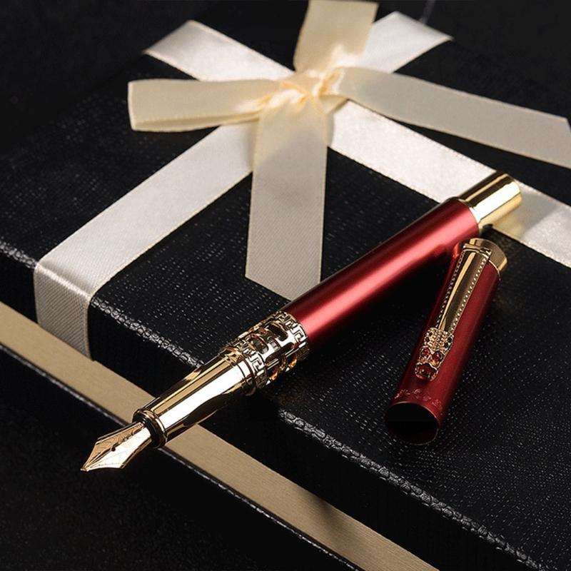 Retro Calligraphy Pen Refillable Classic Signature Pen Unique Chniese Dragon for Head Style Pen Clip for Adults Students