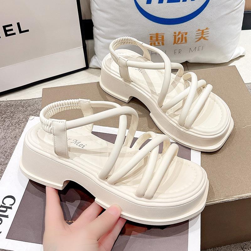 

Sandals women s 2024 new thick-soled heightened soft-soled small Roman sports outer wear women s summer high-heeled muffin 35