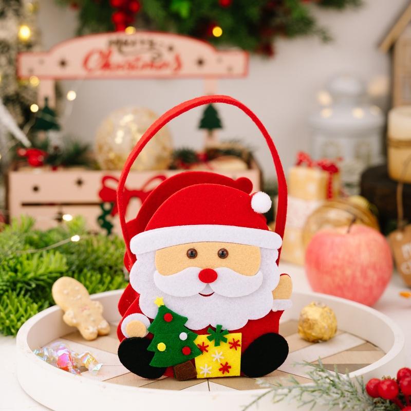 1piece Christmas Decoration Cartoon Handbag Santa Claus Gift Bag Apple Bag Candy Bag Gift Bag