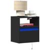 VidaXL Wall-mounted Bedside Table with LED Lights Black, Floating Bedside Table, Phone Holder, LED Bedside Table 3307977
