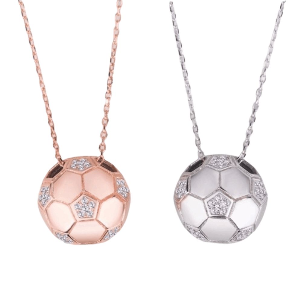 3D Football Necklace Rhinestone Soccer Necklace Creative Football Pendant Choker  Men