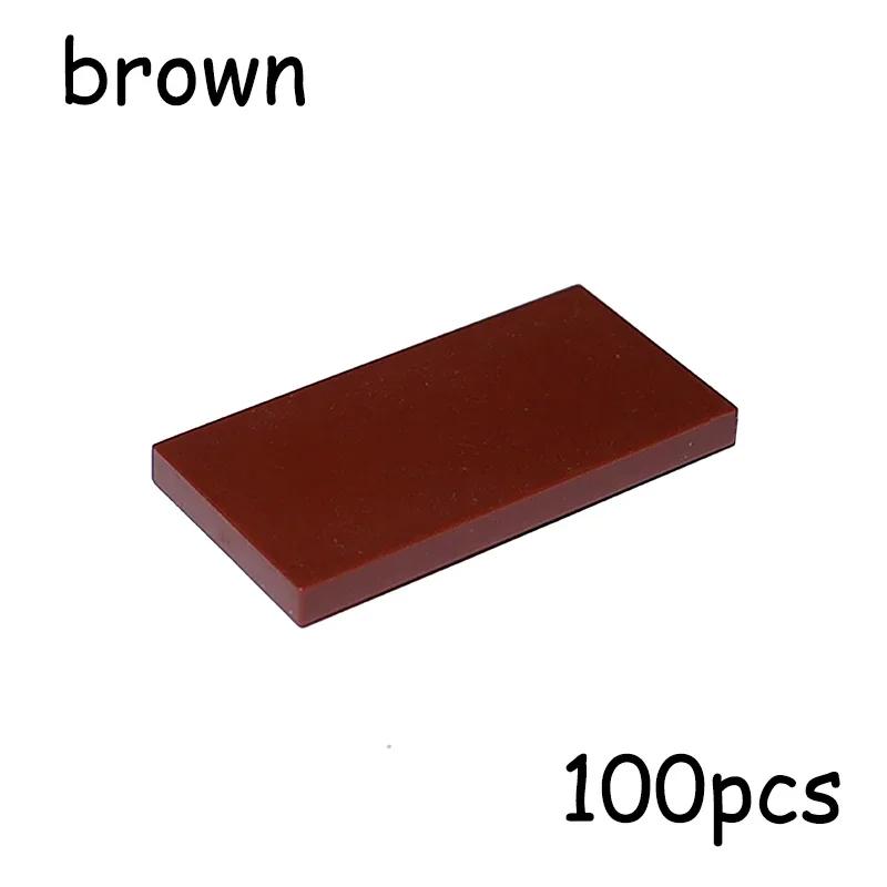 

100PCS MOC Assemble Particles 87079 Size Flat Tile Smooth 2*4 Building Blocks DIY Educational Creative Toy 2x4 Bricks коричневий