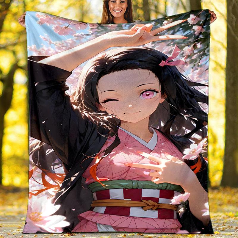 1pc nezouko6 Theme Blanket - Digital Print, Polyester, Cozy for All Seasons, Perfect for Outdoor, and Travel
