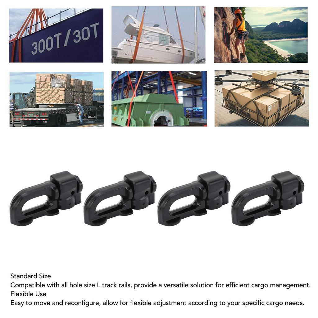 4Pcs L Track Double Stud Tie Down Fitting Carbon Steel L Track Rail Double Stud Fitting for Truck Bed Trailer Cargo Control
