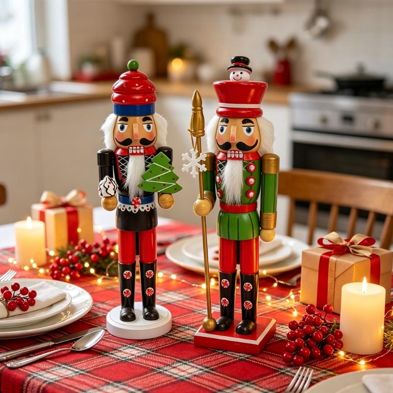 Wooden Holiday Christmas Figure for Shelf Display, Sideboard Placement, and Entryway Home Use During Winter Season
