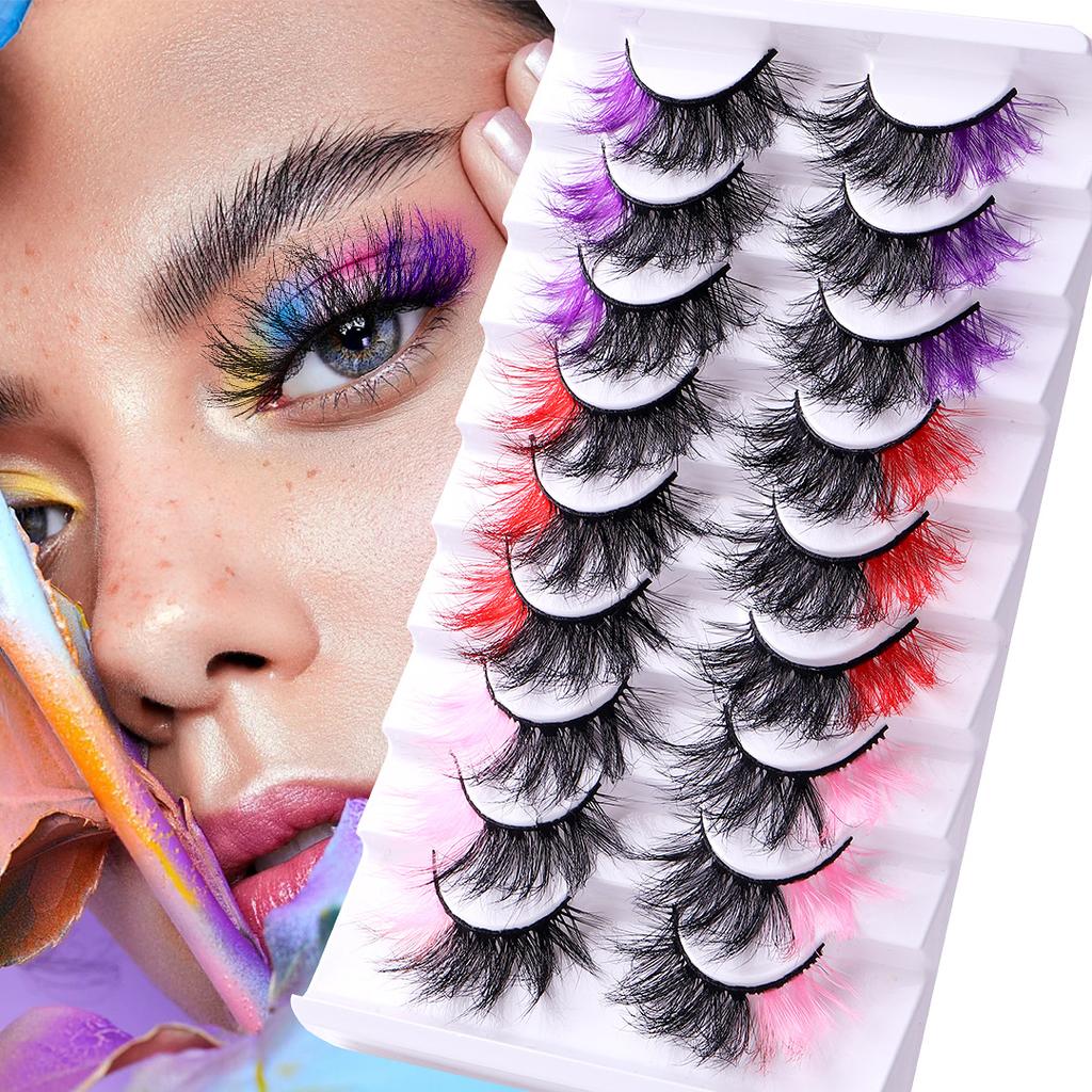 Color High Imitation Mink Hair False Eyelashes Thick Natural Eyelashes Messy Curled Eyelashes