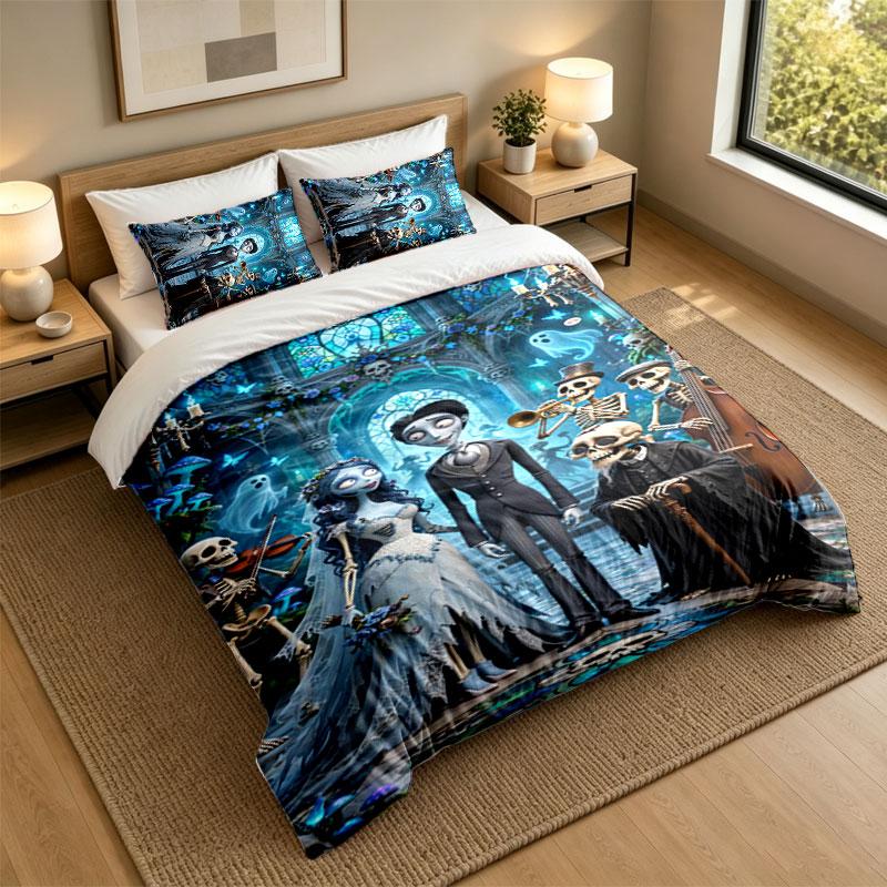 3Pcs Bedding SetCorpse Bride Emily Victor Soft Bed Sheet and Two Pillowcases Home Bedroom Decor