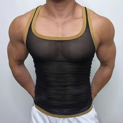 Summer Fitness Tight Mesh Sports Vest Sexy Lightweight Transparent I-shaped Men’s Tank Tops