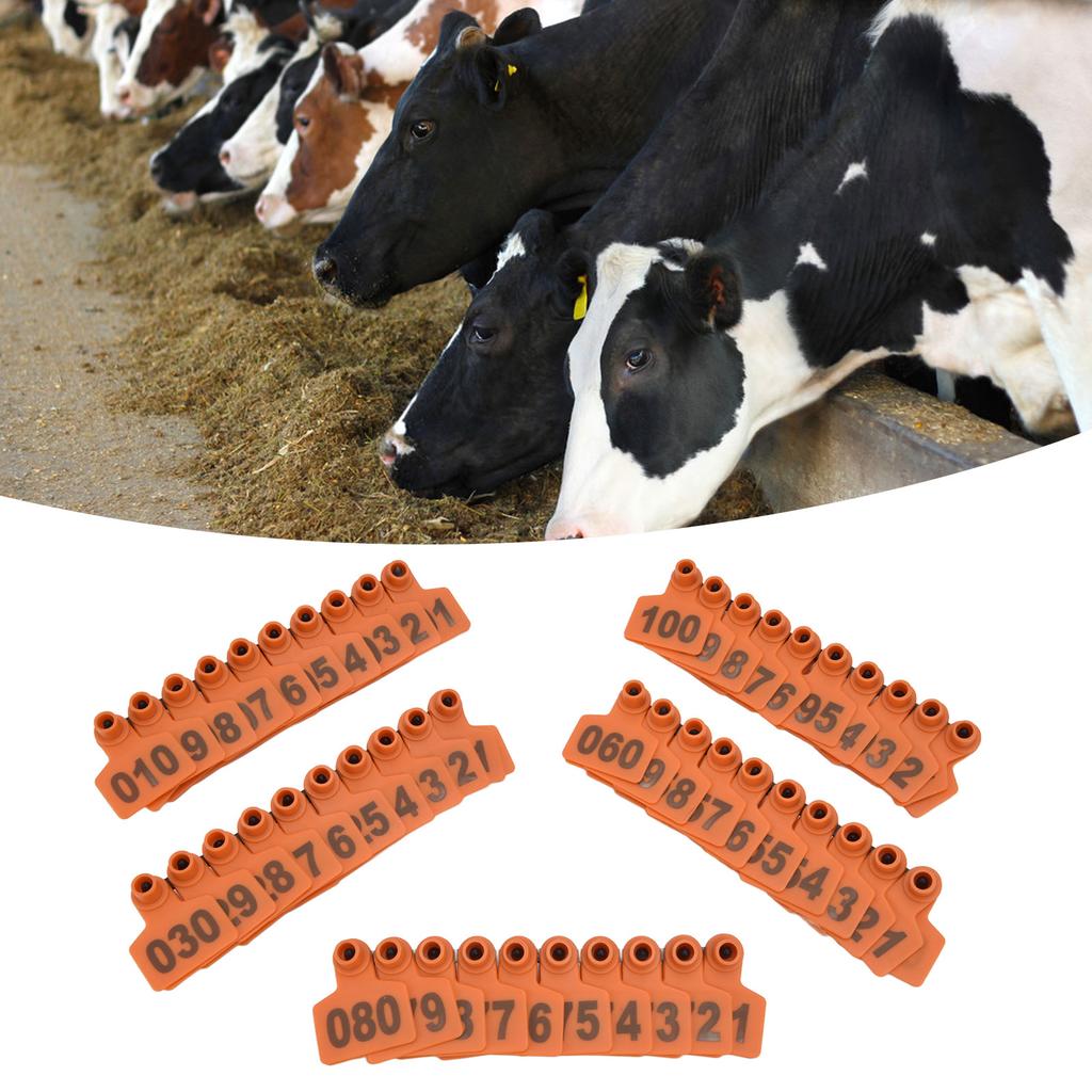 100Pcs TPU Cow Ear with Number 001‑100 Ear Label Farm Livestock Accessory