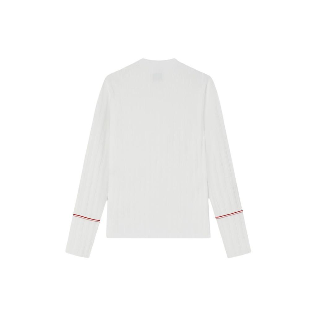 FILA Solid Color Round Neck Pullover Casual Long Sleeve Knit Sweater Women sweater Steam-White F11W411415F-IV