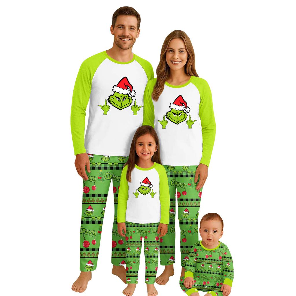 Print Cute Family Set Pajamas, Home Clothes, Family Set Long Sleeve Top Pants Set