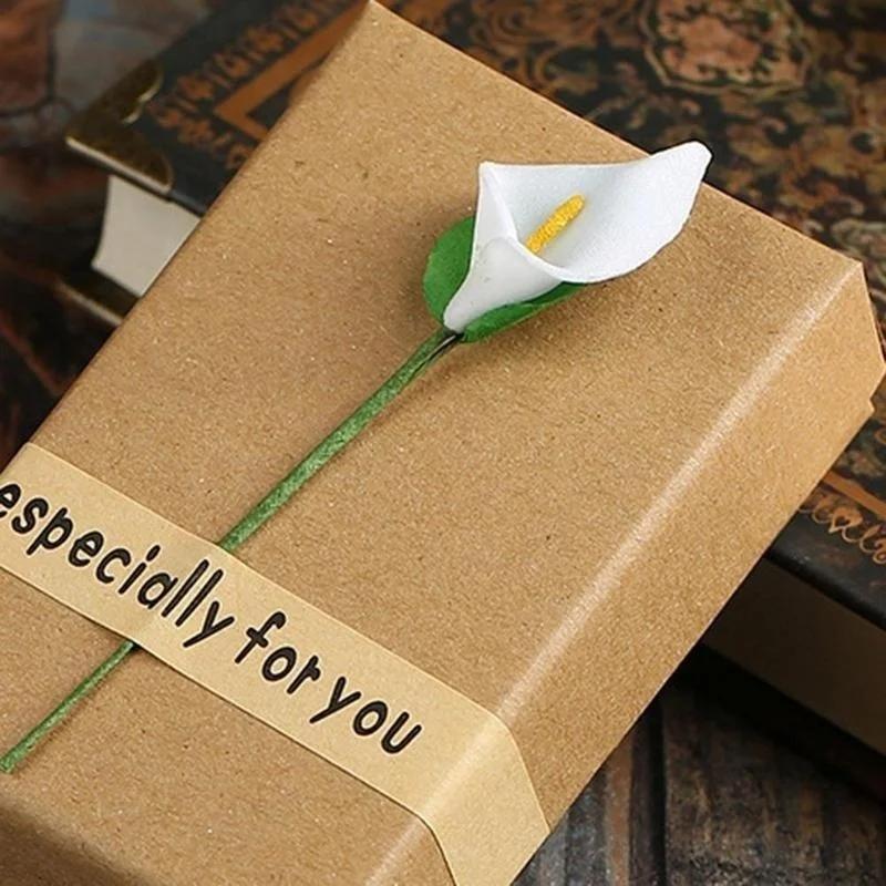 2Pcs Beautiful Sticky Flowers Kraft Paper Packaging Pendant Jewelry World Cover Gift Boxes
