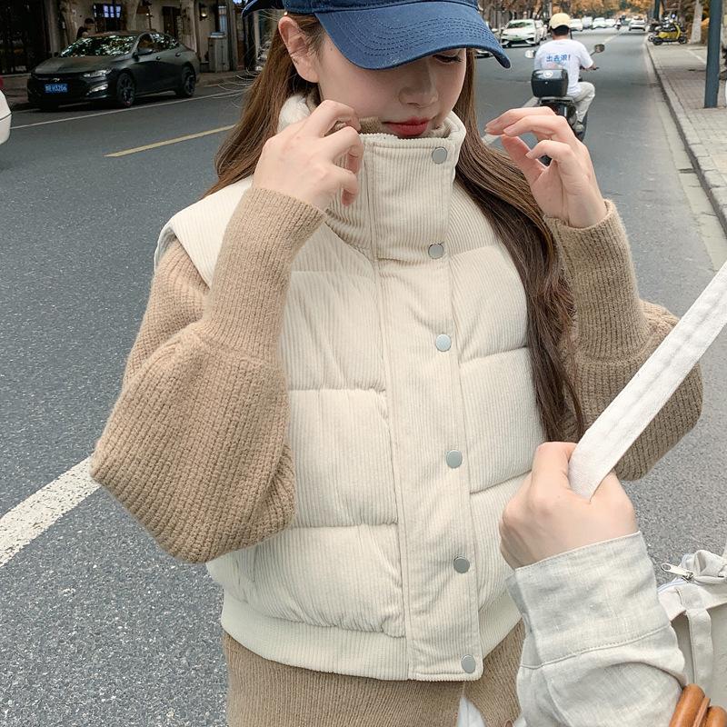 Cotton Vest Women's Autumn and Winter New Corduroy Student Korean Version Loose Cotton Vest Outer Wear Vest Vest Jacket