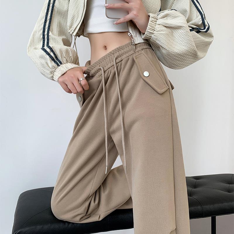 G Chinese Cotton Paratrooper Pants Women's Autumn and Winter New High-waisted Loose Casual Pants Leggings Casual Sweatpants