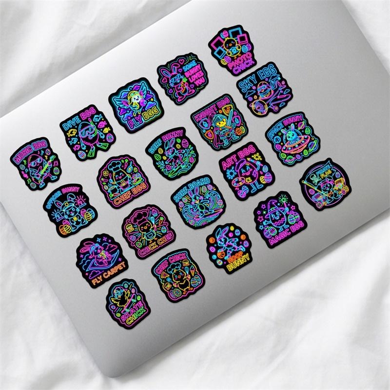 10/30/50PCS Cartoon Neon Happy Animals Sticky PVC Sticker DIY Laptop Luggage Skateboard Decoration Scrapbooking for Kids