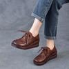 Johnature Genuine Leather Wedges Shoes Versatile Comfortable Soft Soled Lace-up Four Seasons Shoes