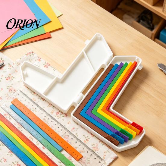 Precision Paper Guide Craft Alignment Tool Set, 7 Size Ruler with Storage Card Making Spacing Case, Color Coded Positioning for Scrapbooking Edge