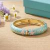 Traditional Vintage Cloisonne Bangle Colorful Women's Hand Bracelet Flower Crystal Bangle  Girls