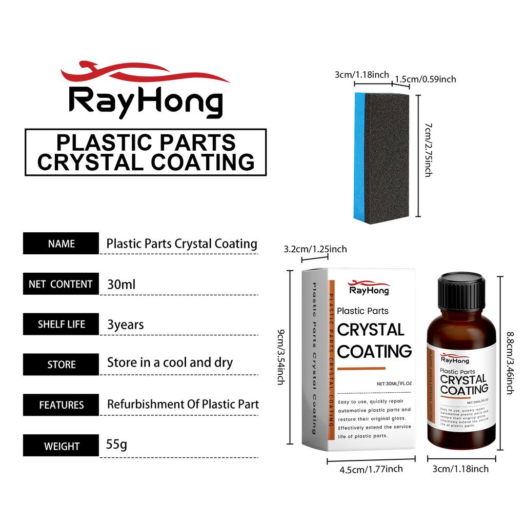 30ml Plastics Parts Crystal Coating Plastics Trim Restorer For Cars Maintenance Agent Car Plastics Restorer Sponge Waterproof
